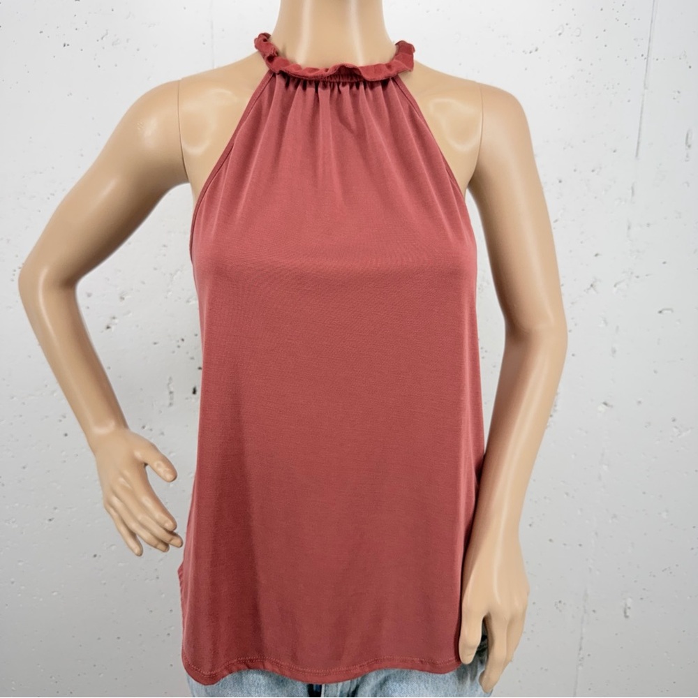 Green Envelope Size Small Brick Red Halter Sleeveless Blouse Tank Top